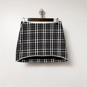 Forever 21 Plaid with Rhinestone‎ Trimmed Hem Fitted Mini Skirt Purple Small
